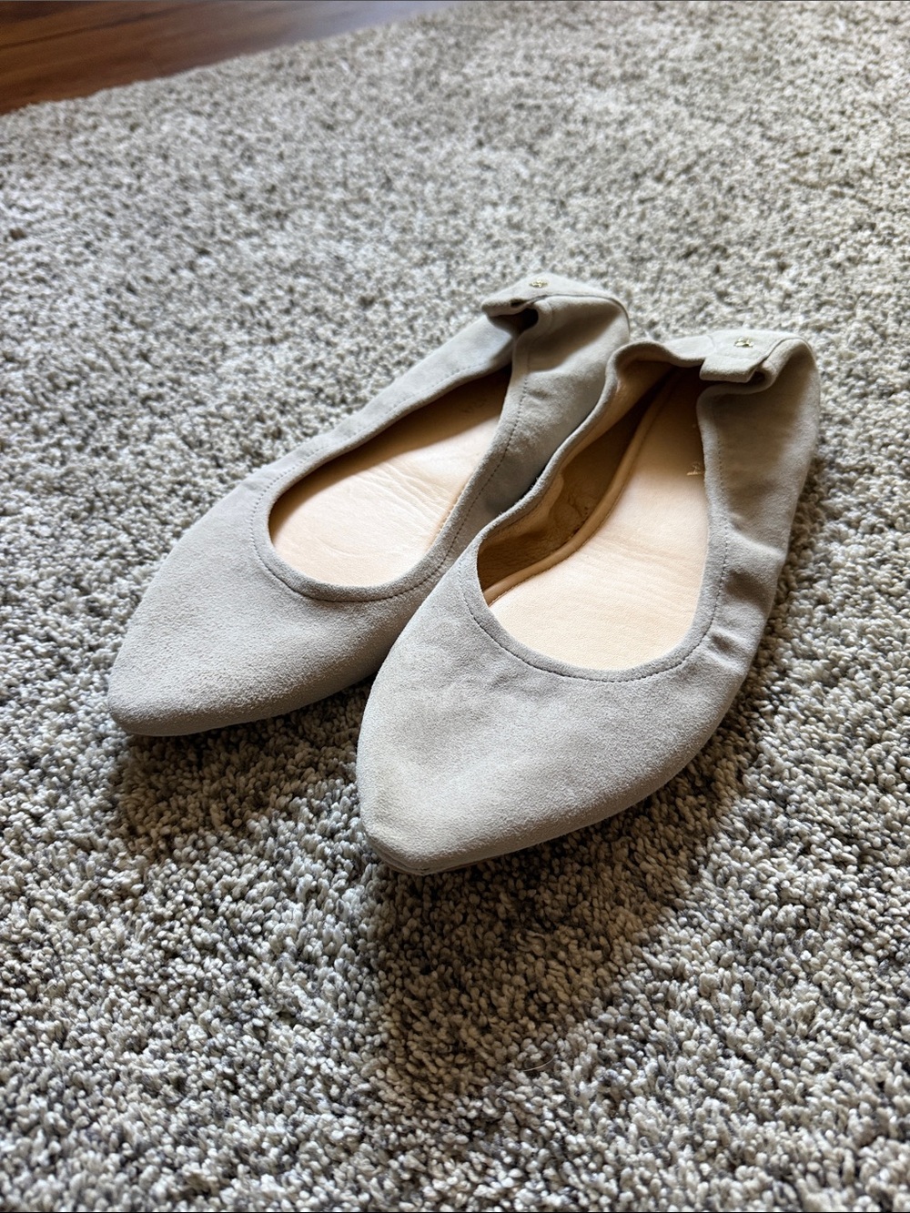 Women's Yosi Samra Pointed Toe Foldable Ballet Flats in Light Gray